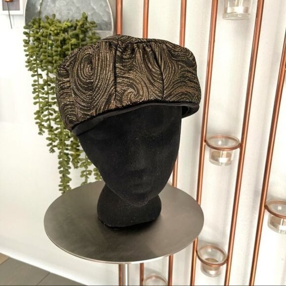 Vintage Pillbox Hat Shiny Gold and Black Satin main image 4